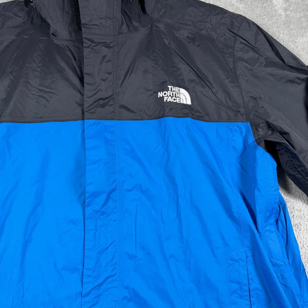 The North Face Dryvent Jacket Men Large Blue Black Hooded Waterproof Windbreaker